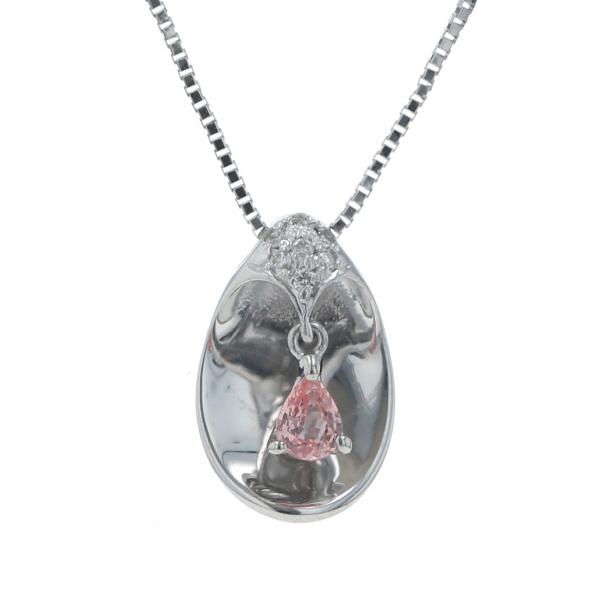 K18WG ネックレス パパラチアサファイア 0.172ct ダイヤモンド 0.03ct 
