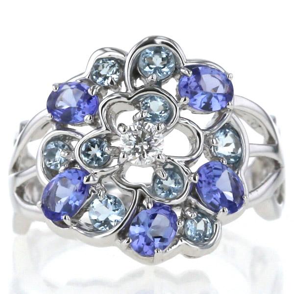 K18WG タンザナイト リング 美品 K18WG タンザナイト合計2.11ct