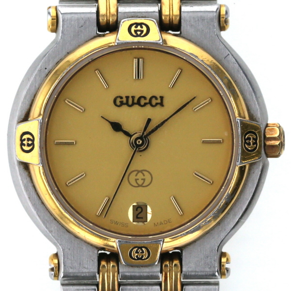 グッチ Gucci コンビカラー 9000l クォーツ デイト ゴールド文字盤 3針式 レディース腕時計 Mi 中古 の通販はau Pay マーケット Everydaygoldrush