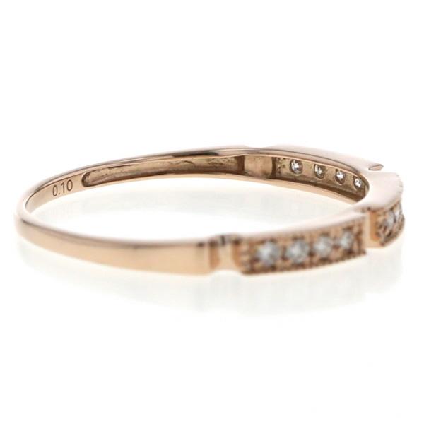 K18PG ピンクゴールド リング ダイヤモンド 0.10ct 12粒 ミル打ち 