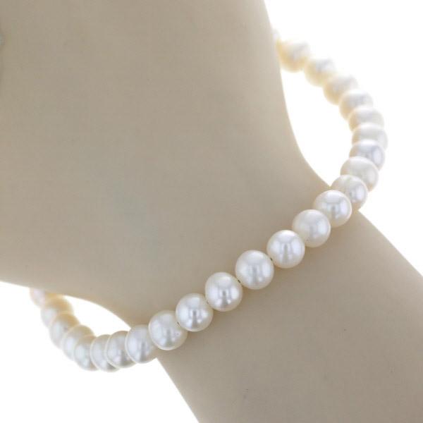 Pt850 プラチナ ブレスレット パール 淡水真珠 5.6mm 一連 デザイン  