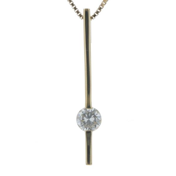 K18YG イエローゴールド ネックレス ダイヤモンド 0.20ct 1石 バー チェーン 39.5cm 【新品仕上済】【zz】【中古】