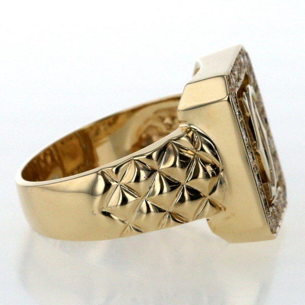 K14YG 585 イエローゴールド リング キュービックジルコニア CCロゴ  