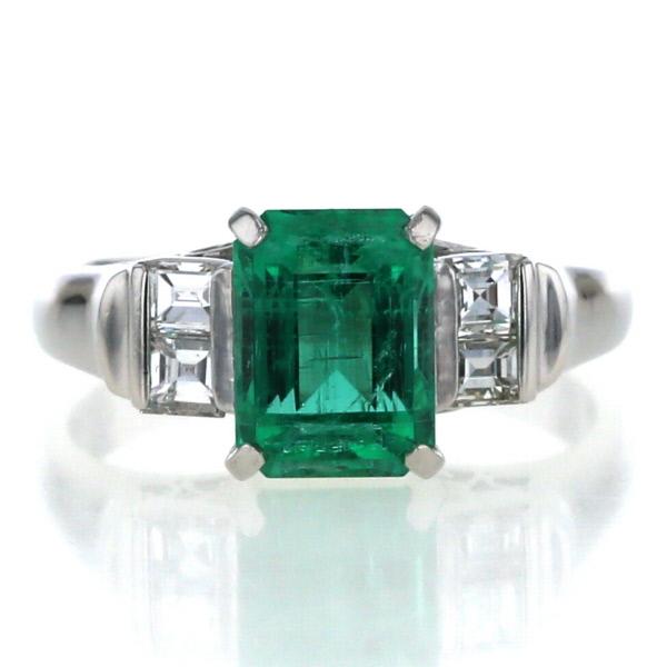 Pt850 プラチナ リング エメラルド 2.08ct ダイヤモンド 0.36ct 