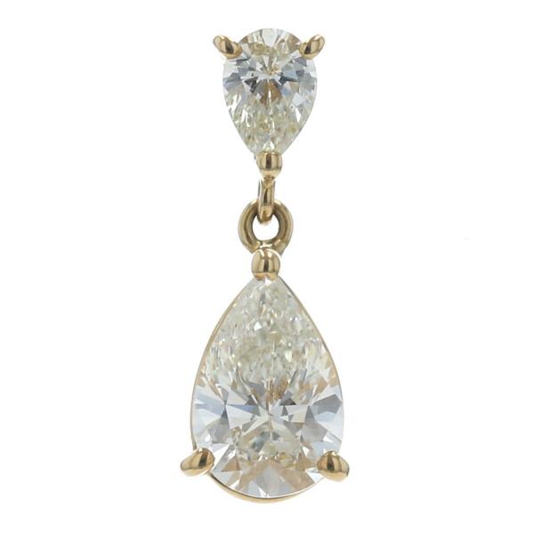 TASAKI 田崎 タサキ K18YG ペンダントトップ イエローダイヤモンド 1.11ct/0.24ct 雫 ペアシェイプ SI2 鑑定書【新品仕上済】【zz】【中古】