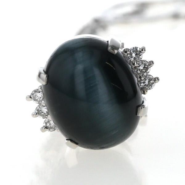 値下げ Pt900 プラチナ 真鍮 ネクタイピン タイタック トルマリンキャッツアイ10.07ct ダイヤモンド0.15ct 鑑別書【新品仕上済】【zz】【中古】_1