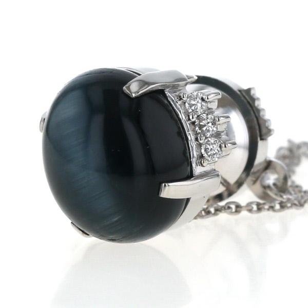 値下げ Pt900 プラチナ 真鍮 ネクタイピン タイタック トルマリンキャッツアイ10.07ct ダイヤモンド0.15ct 鑑別書【新品仕上済】【zz】【中古】_2