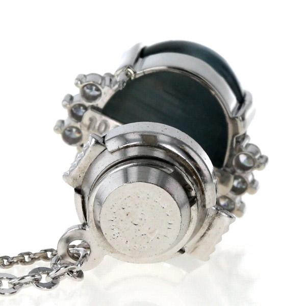 値下げ Pt900 プラチナ 真鍮 ネクタイピン タイタック トルマリンキャッツアイ10.07ct ダイヤモンド0.15ct 鑑別書【新品仕上済】【zz】【中古】_4