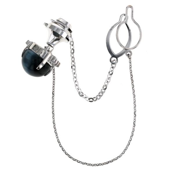 値下げ Pt900 プラチナ 真鍮 ネクタイピン タイタック トルマリンキャッツアイ10.07ct ダイヤモンド0.15ct 鑑別書【新品仕上済】【zz】【中古】_6