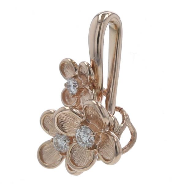 K18PG ピンクゴールド ネックレストップ ダイヤモンド 0.15ct 3連 花 