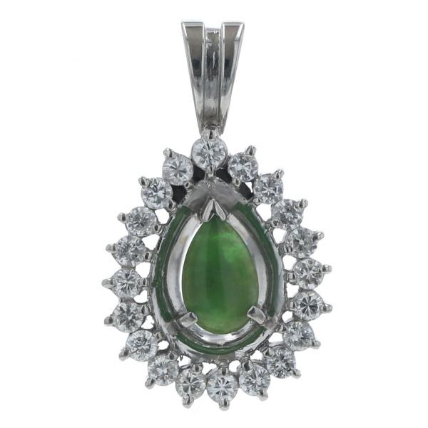 Pt900 プラチナ ペンダントトップ 翡翠 ダイヤモンド 0.44ct 雫 