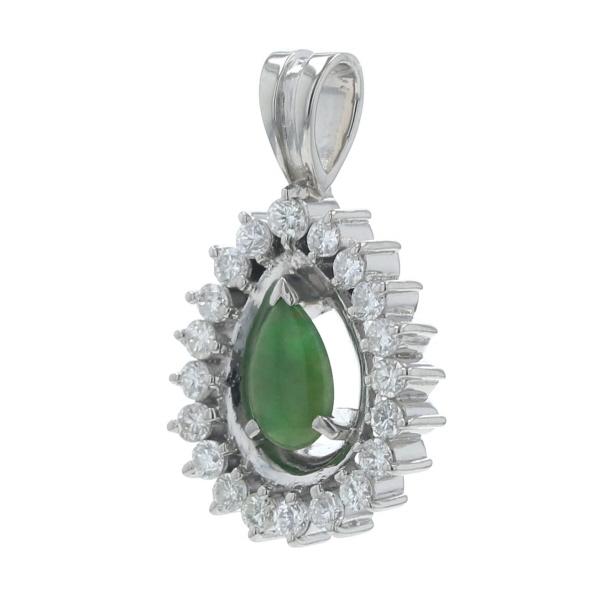 Pt900 プラチナ ペンダントトップ 翡翠 ダイヤモンド 0.44ct 雫 