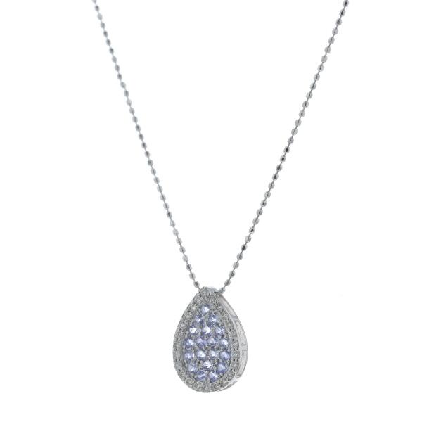 K18WG ホワイトゴールド ネックレス ダイヤモンド 0.11ct タンザナイト 