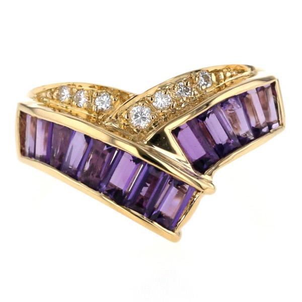 K18YG イエローゴールド リング アメジスト1.42ct ダイヤモンド0.09ct