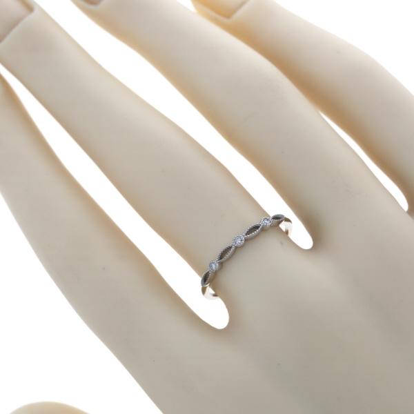 Pt950 プラチナ リング ダイヤモンド 0.03ct 3石 ミルグレイン リーフレース ストレート 指輪 12.5号 【新品仕上済】【el】【中古】_6