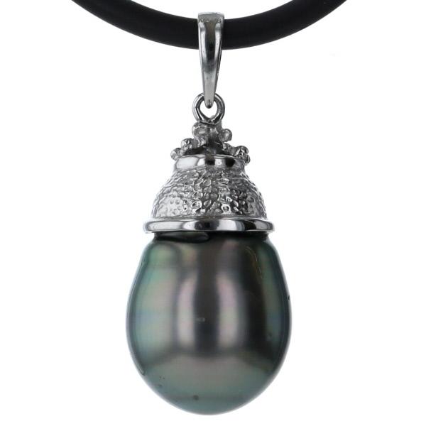 K18WG Pt ホワイトゴールド プラチナ ネックレス 黒蝶真珠 ブラック