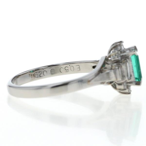 Pt900 プラチナ リング エメラルド 0.50ct ダイヤモンド 0.29ct スクエア 取り巻き 指輪 14号【新品仕上済】【zz】【中古】_4