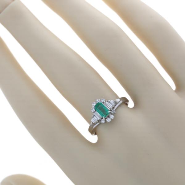 Pt900 プラチナ リング エメラルド 0.50ct ダイヤモンド 0.29ct スクエア 取り巻き 指輪 14号【新品仕上済】【zz】【中古】_6