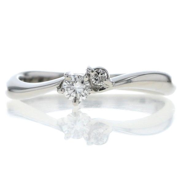 Pt900 プラチナ リング ダイヤモンド 0.12ct ウェーブ 2粒 抱合せ シンプル 指輪 7号【新品仕上済】【zz】【中古】 30,030円