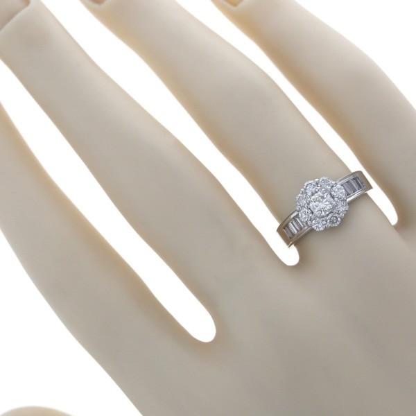 K18WG ホワイトゴールド リング ダイヤモンド 0.70ct 花 フラワー 