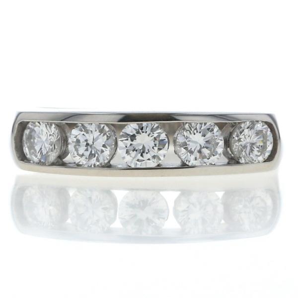 Pt900 プラチナ リング ダイヤモンド 1.003ct 5石 一文字 ストレート 指輪 16.5号 【新品仕上済】【zz】【中古】