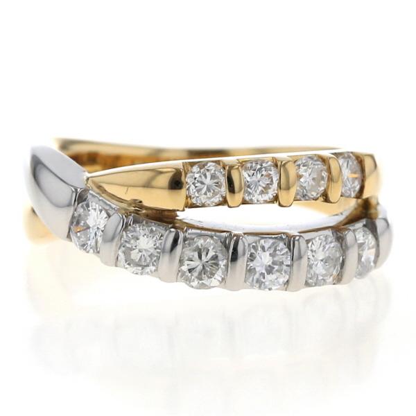 中古】 ダイヤモンド リング Pt900 K18YG 18号 0.24ct 5.1g 指輪