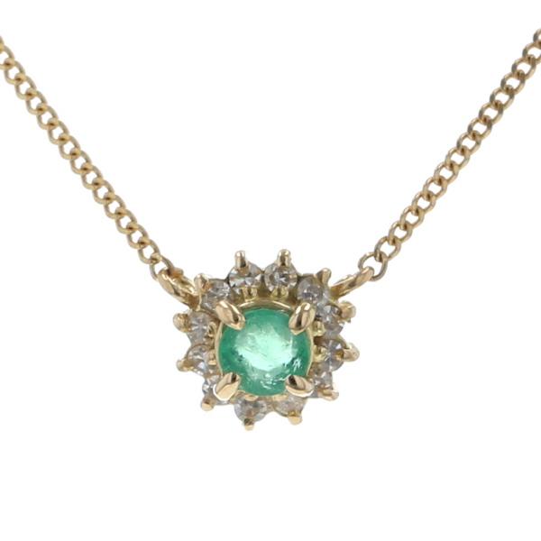 K18YG イエローゴールド ネックレス エメラルド ダイヤモンド ラウンド