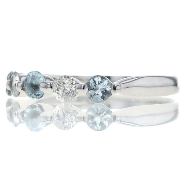 K18WG ホワイトゴールド リング ダイヤモンド 0.20ct アクアマリン 