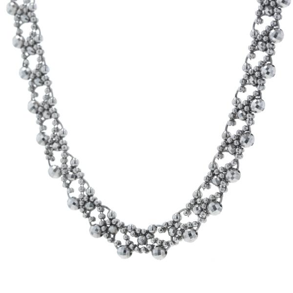 Pt850 プラチナ ネックレス ミラーボール カットボール 編み込み メッシュ デザイン 50cm 【新品仕上済】【zz】【中古】_1