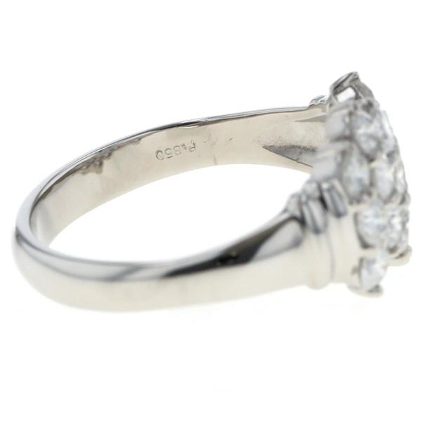 Pt850 プラチナ リング ダイヤモンド 1.56ct 15粒 パヴェ ジグザグ