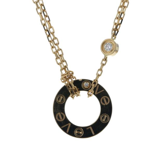 Cartier カルティエ K18YG イエローゴールド ラブサークルネックレス ダイヤモンド ビス ロゴ 41cm【新品仕上済】【zz】【中古】 181,500円