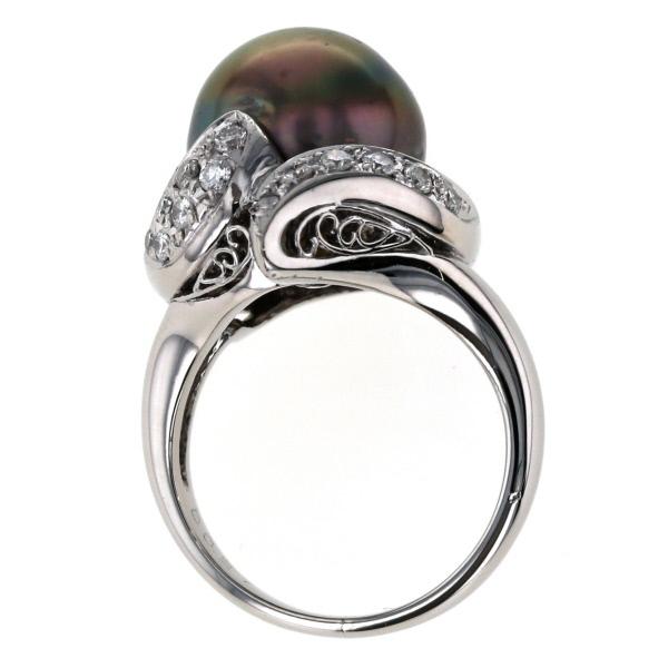 未使用品！k18 pt900 ダイヤモンド 黒蝶真珠 リング