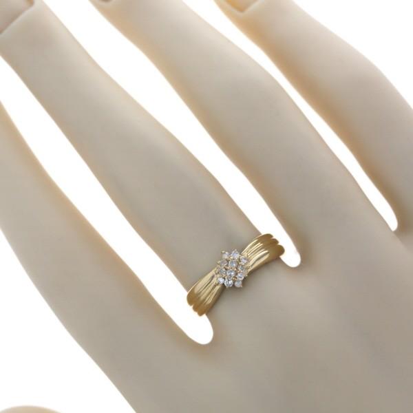 K18YG イエローゴールド リング ダイヤモンド 0.12ct 12粒 パヴェ リボン 指輪 10号 【新品仕上済】【zz】【中古】_6