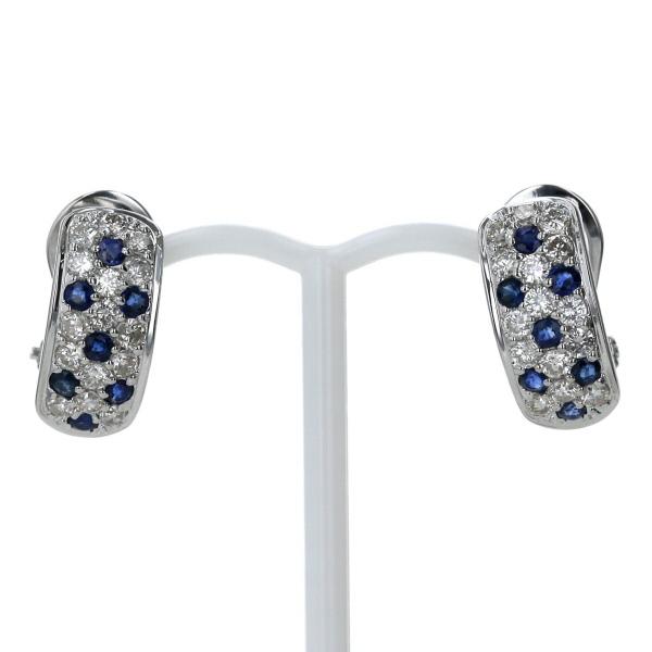 K18WG ホワイトゴールド ピアス サファイア0.29ct/0.29ct ダイヤモンド  