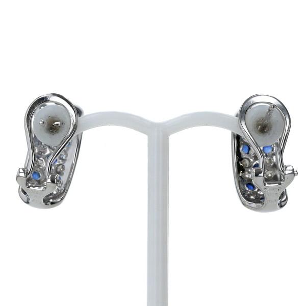 K18WG ホワイトゴールド ピアス サファイア0.29ct/0.29ct ダイヤモンド  