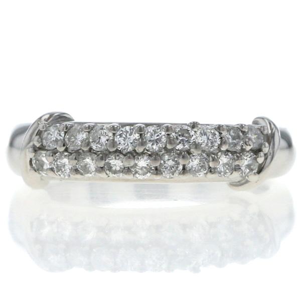 Pt900 プラチナ リング ダイヤモンド 0.30ct 2列 1/3ハーフエタニティ パヴェ 指輪 5号【新品仕上済】【zz】【中古】