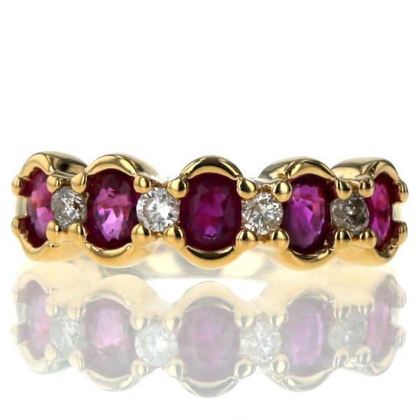 K18YG イエローゴールド リング ルビー 1.40ct ダイヤモンド 0.19ct