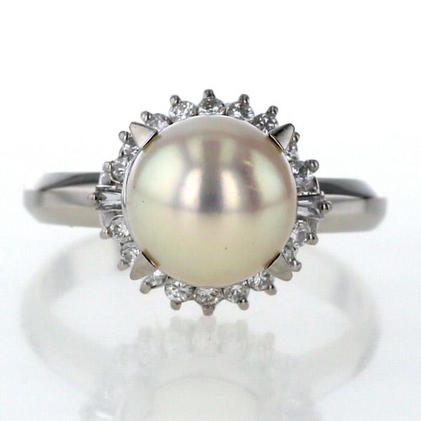 値下げ Pt900 プラチナ リング 真珠 8.8mm ダイヤモンド 0.260ct 値下げ Pt900 プラチナ リング 真珠 8.8mm ダイヤモンド 0.260ct