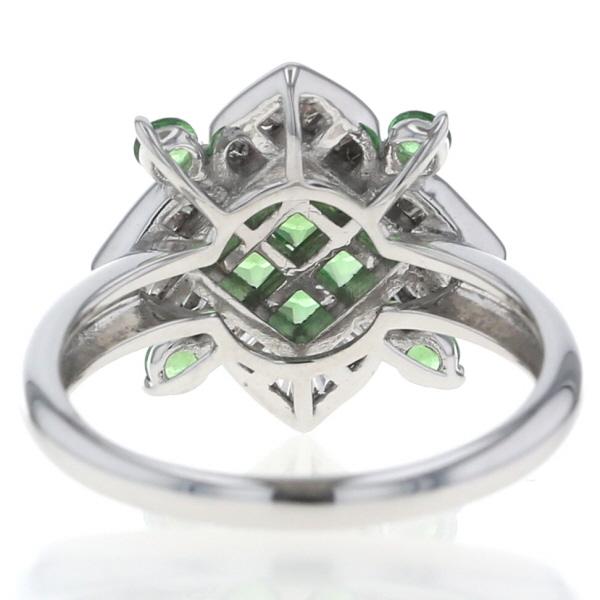 GSTV K18WG リング ツァボライト 1.00ct ダイヤモンド 0.35ct ミステリーセット 花 スクエア 指輪 13号【新品仕上済】【zz】【中古】_3