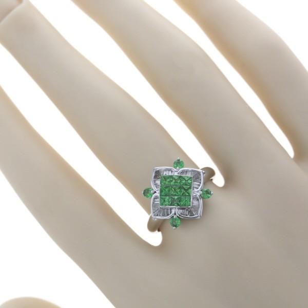 GSTV K18WG リング ツァボライト 1.00ct ダイヤモンド 0.35ct ミステリーセット 花 スクエア 指輪 13号【新品仕上済】【zz】【中古】_6