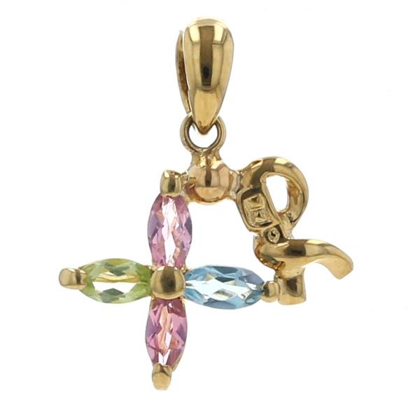 Roberta di Camerino K18YG トップ ピンクトルマリン ペリドット ブルートパーズ 花 フラワー ロゴ【新品仕上済】【zz】【中古】