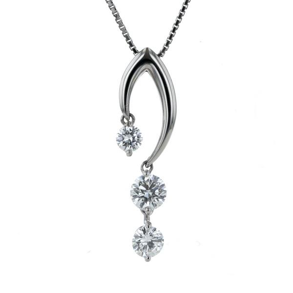 トリロジーTRILOGY プラチナ ネックレス ダイヤモンド 3連 1.00ct/0.08ct ★美品★
