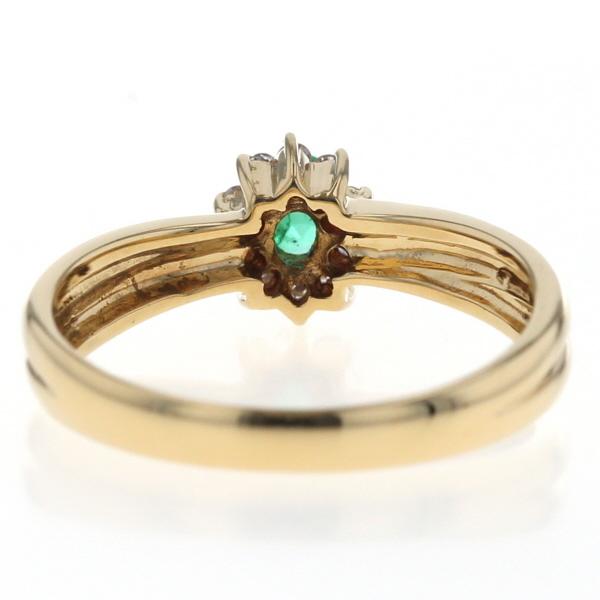 Nj K18YG イエローゴールド リング エメラルド 0.19ct ダイヤモンド  