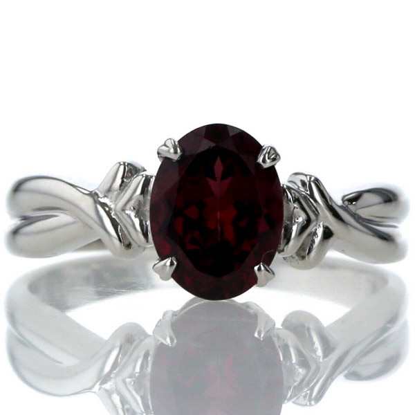 Pt850 プラチナ リング ロードライトガーネット 1.50ct 一粒 オーバル クロス デザイン 12号 指輪【新品仕上済】【zz】【中古】の通販は
