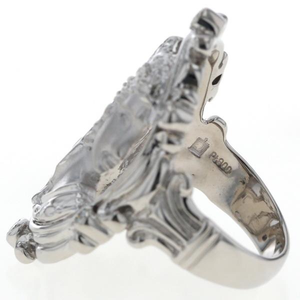 Pt900 プラチナ リング ダイヤ 0.19ct オーバル つや消し 女性 横顔 人物 カメオモチーフ 指輪 14号【新品仕上済】【zz】【中古】_2