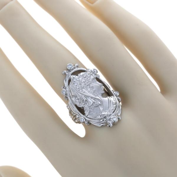Pt900 プラチナ リング ダイヤ 0.19ct オーバル つや消し 女性 横顔 人物 カメオモチーフ 指輪 14号【新品仕上済】【zz】【中古】_6