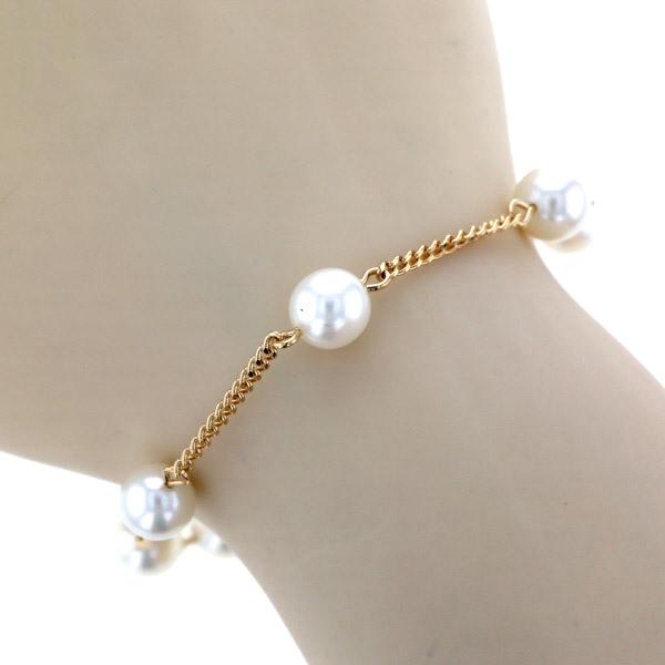 K18YG イエローゴールド ブレスレット 真珠 6.2mm パール ラウンド ステーション 喜平 6粒 18cm【新品仕上済】【zz】【中古】の通販は