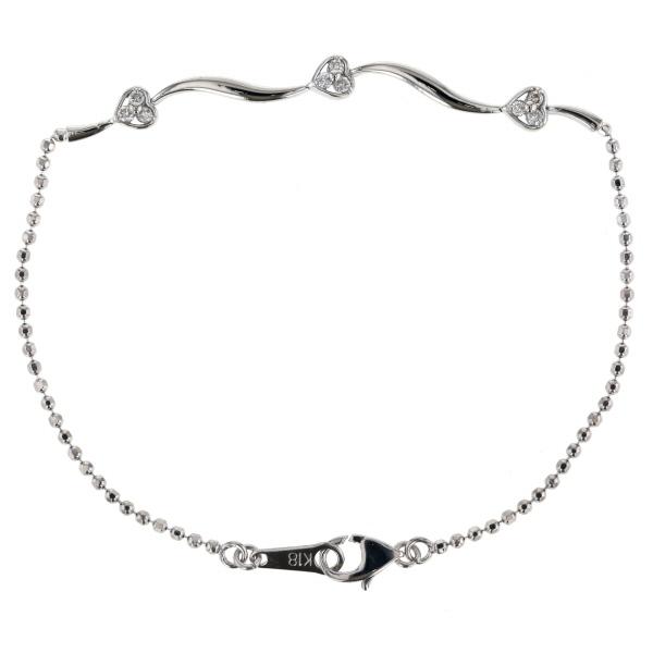 SALE ☆別注♥️ORDER K18WG×PEARLブレスレット K18WG ホワイトゴールド ブレスレット ダイヤモンド0.15ct ハート