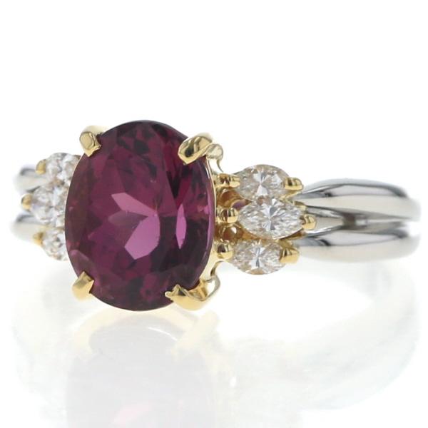 Pt900 K18YG コンビ リング ロードライトガーネット 2.74ct 