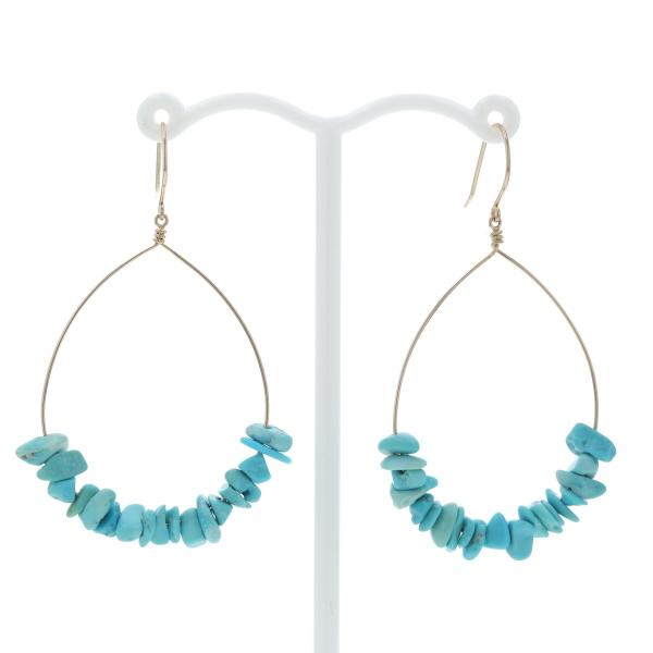 K10YG イエローゴールド ターコイズ トルコ石 バータイプ フックピアス